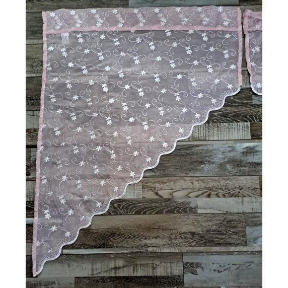 Curtain Panels Set Of 2 Pink Floral Sheet Triangle Cottage Girls Bedroom 59x38 - Picture 2 of 5